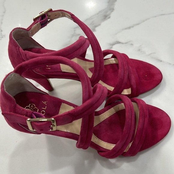 ISOLA Women’s Sandals Strappy Slingback Heeled Hot Pink Suede Leather. Size 6.5 - Picture 3 of 10